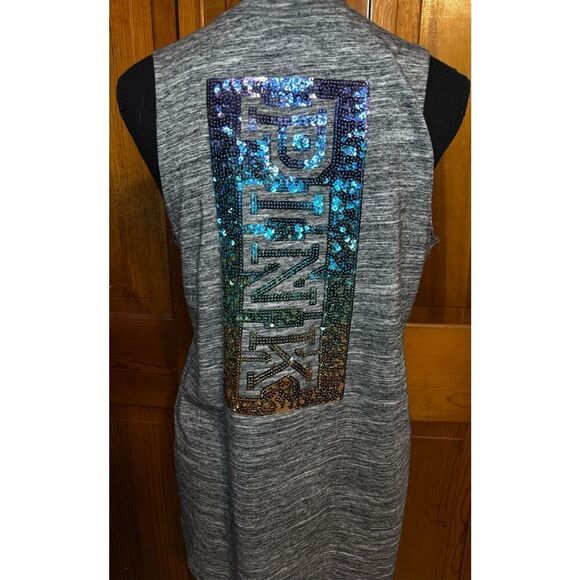 PINK Victoria’s Secret Ombré Sequin Logo Tank Top Size Small - Picture 3 of 7